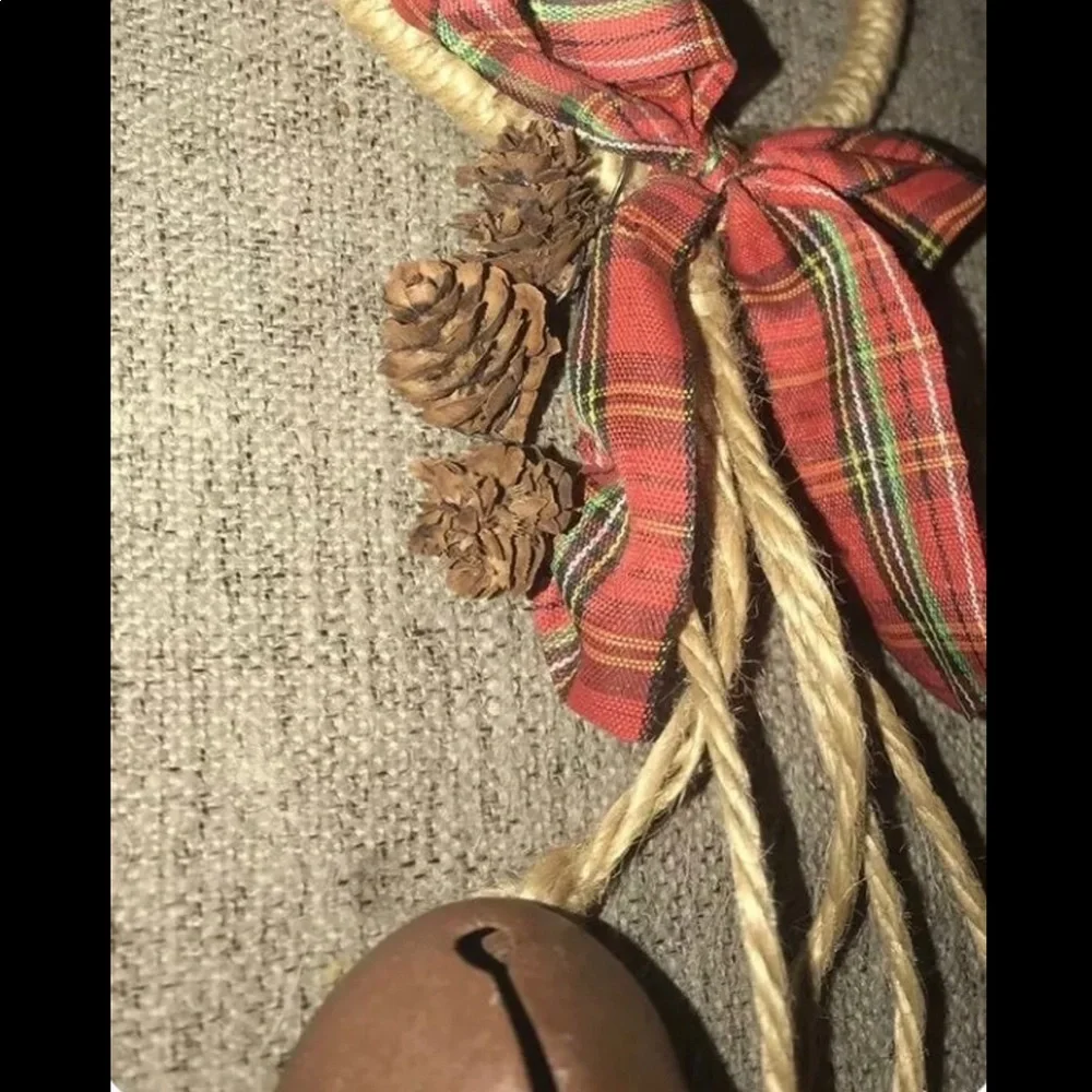 Holiday Autumn Fall Christmas Decor Tweed-Wrapped Heart Mini Pinecones Hanging